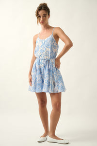 Heavenly Season Floral Chiffon Belted Mini Dress - ShopPromesa