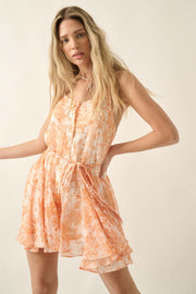 Heavenly Season Floral Chiffon Belted Mini Dress - ShopPromesa
