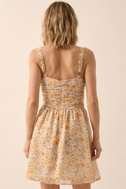 Rosy Romance Ruched Floral Chiffon Mini Sundress - ShopPromesa