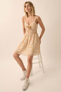 Rosy Romance Ruched Floral Chiffon Mini Sundress - ShopPromesa