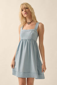 Shades of Blue Denim Mini Babydoll Sundress - ShopPromesa