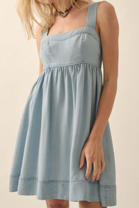 Shades of Blue Denim Mini Babydoll Sundress - ShopPromesa