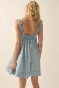 Shades of Blue Denim Mini Babydoll Sundress - ShopPromesa