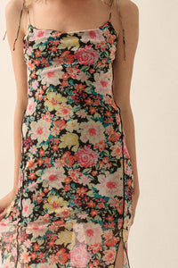 Garden Grown Floral-Print Mesh Midi Slip Dress - ShopPromesa