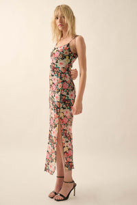 Garden Grown Floral-Print Mesh Midi Slip Dress - ShopPromesa