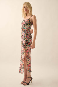 Garden Grown Floral-Print Mesh Midi Slip Dress - ShopPromesa