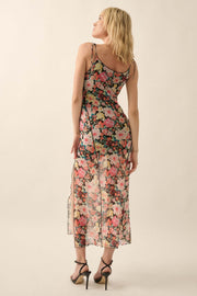 Garden Grown Floral-Print Mesh Midi Slip Dress - ShopPromesa