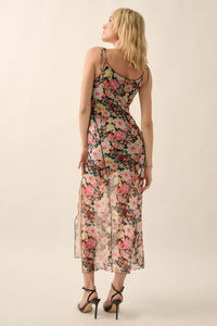 Garden Grown Floral-Print Mesh Midi Slip Dress - ShopPromesa