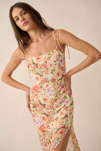 Garden Grown Floral-Print Mesh Midi Slip Dress - ShopPromesa