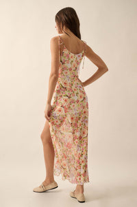 Garden Grown Floral-Print Mesh Midi Slip Dress - ShopPromesa