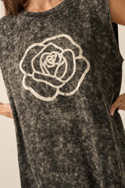 Rose Above Sleeveless Graphic T-Shirt Mini Dress - ShopPromesa