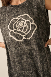 Rose Above Sleeveless Graphic T-Shirt Mini Dress - ShopPromesa