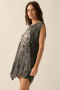 Rose Above Sleeveless Graphic T-Shirt Mini Dress - ShopPromesa