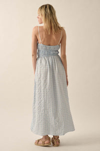 Puff Piece Textured Bubble Plaid Maxi Dress - ShopPromesa