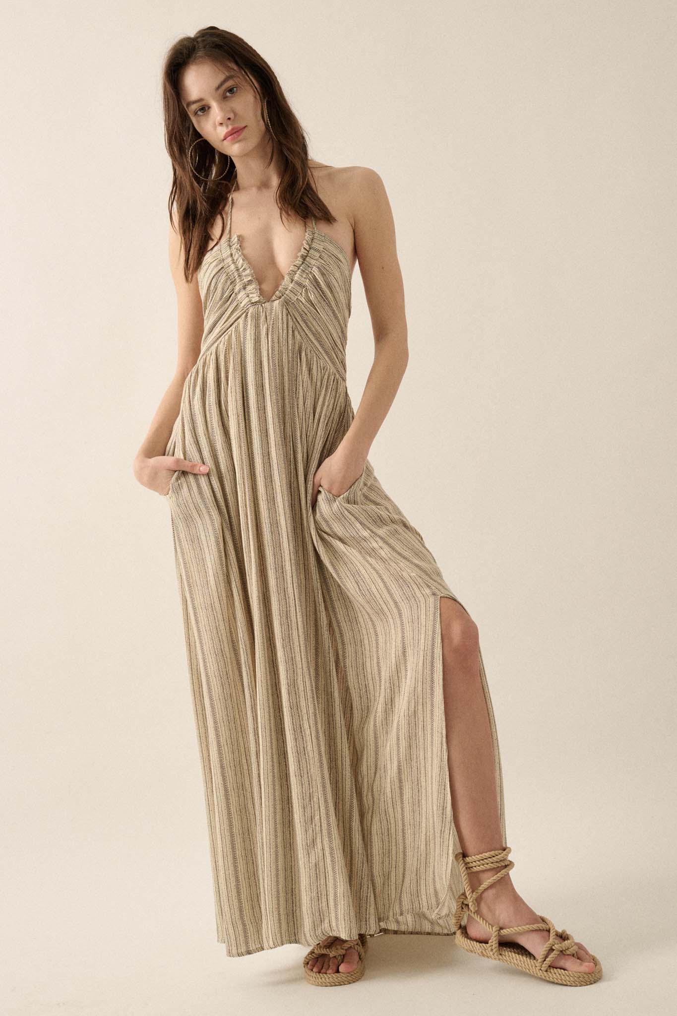 Endless Journey Geo-Print Halter Maxi Dress - ShopPromesa