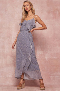 Paradise Garden Ruffled Floral Tulip Maxi Dress - ShopPromesa