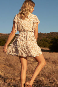 Whispering Wood Ruffled Botanical Mini Dress - ShopPromesa