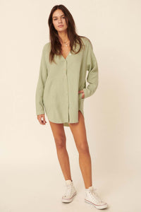 Sunday Vibes Crinkle Cotton Mini Shirt Dress - ShopPromesa