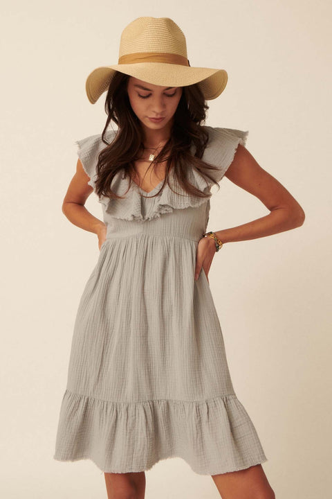 Crush On You Ruffled Crinkle Cotton Mini Dress - ShopPromesa