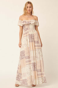 Remember When Off-Shoulder Patchwork Maxi Dress - ShopPromesa