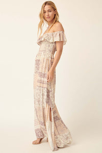 Remember When Off-Shoulder Patchwork Maxi Dress - ShopPromesa