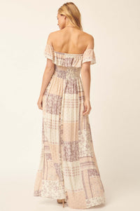 Remember When Off-Shoulder Patchwork Maxi Dress - ShopPromesa