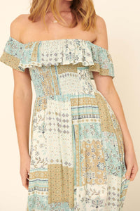 Remember When Off-Shoulder Patchwork Maxi Dress - ShopPromesa