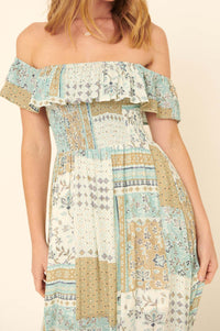 Remember When Off-Shoulder Patchwork Maxi Dress - ShopPromesa