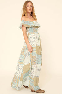 Remember When Off-Shoulder Patchwork Maxi Dress - ShopPromesa