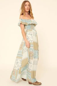 Remember When Off-Shoulder Patchwork Maxi Dress - ShopPromesa