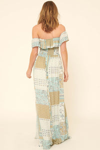 Remember When Off-Shoulder Patchwork Maxi Dress - ShopPromesa