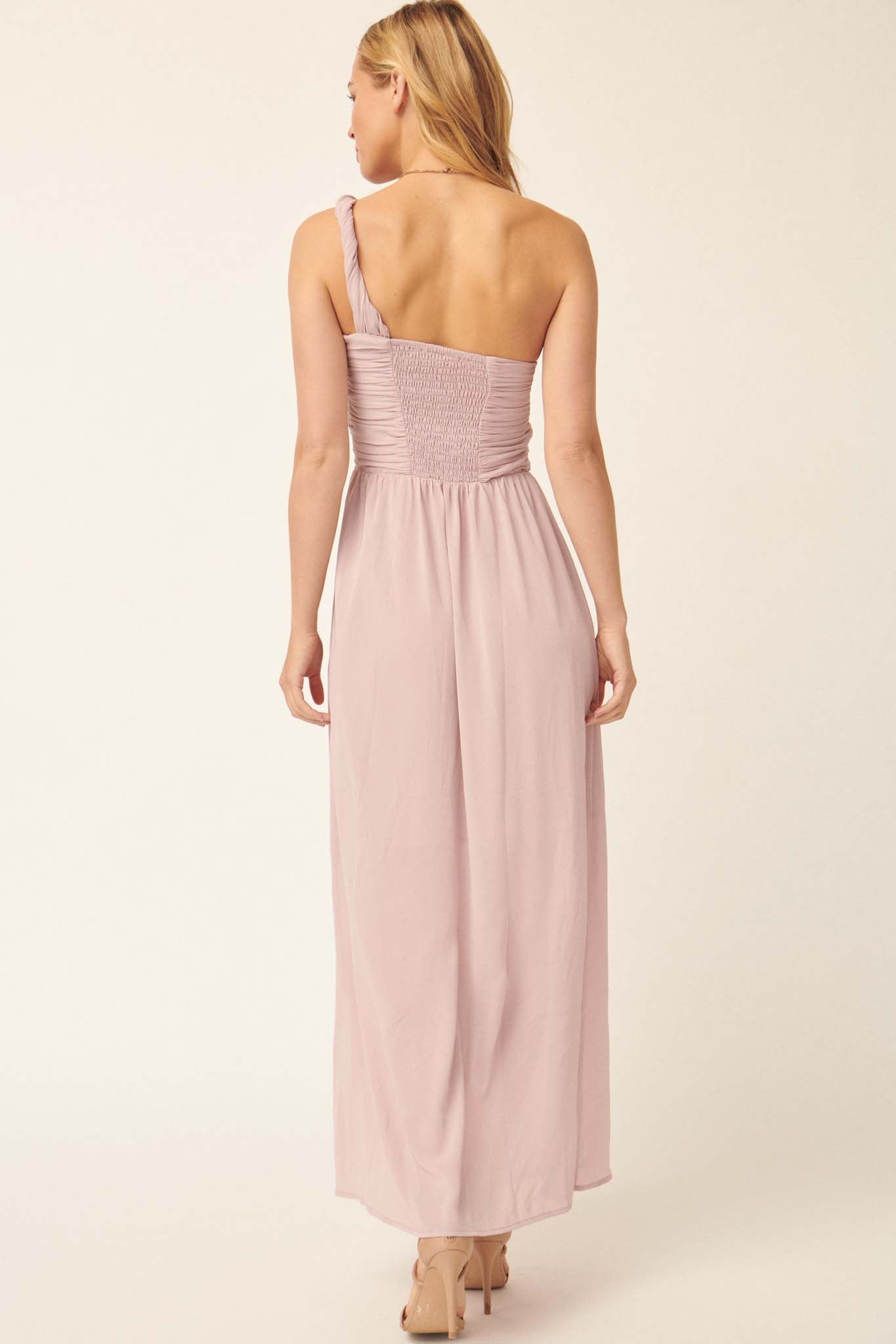 Love Goddess One-Shoulder Grecian Maxi Dress - ShopPromesa