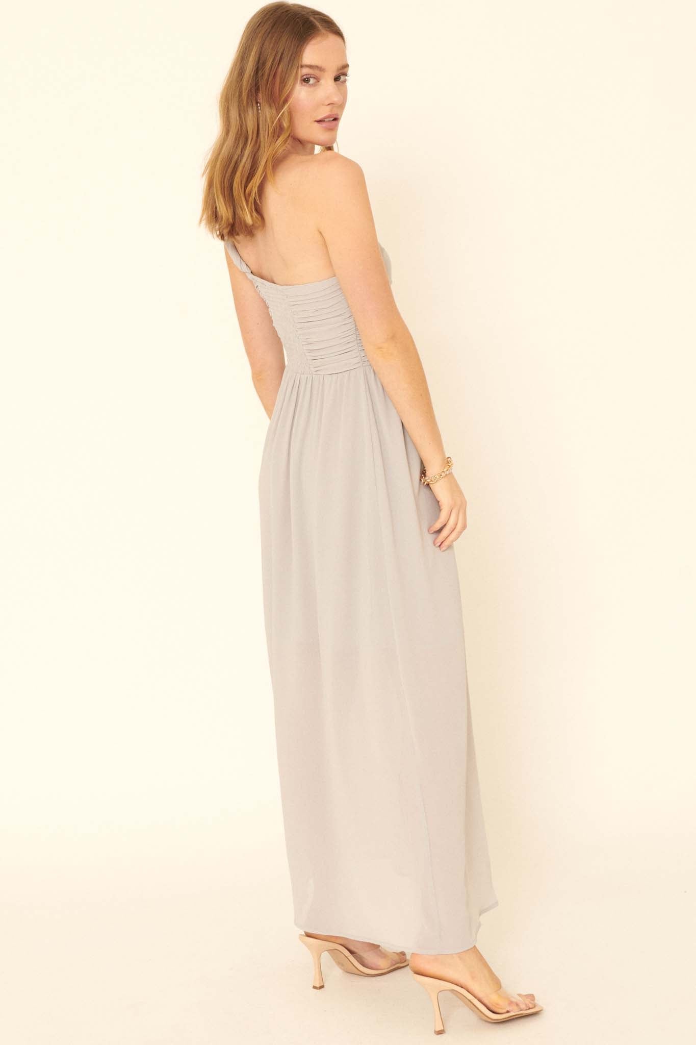 Love Goddess One-Shoulder Grecian Maxi Dress - ShopPromesa