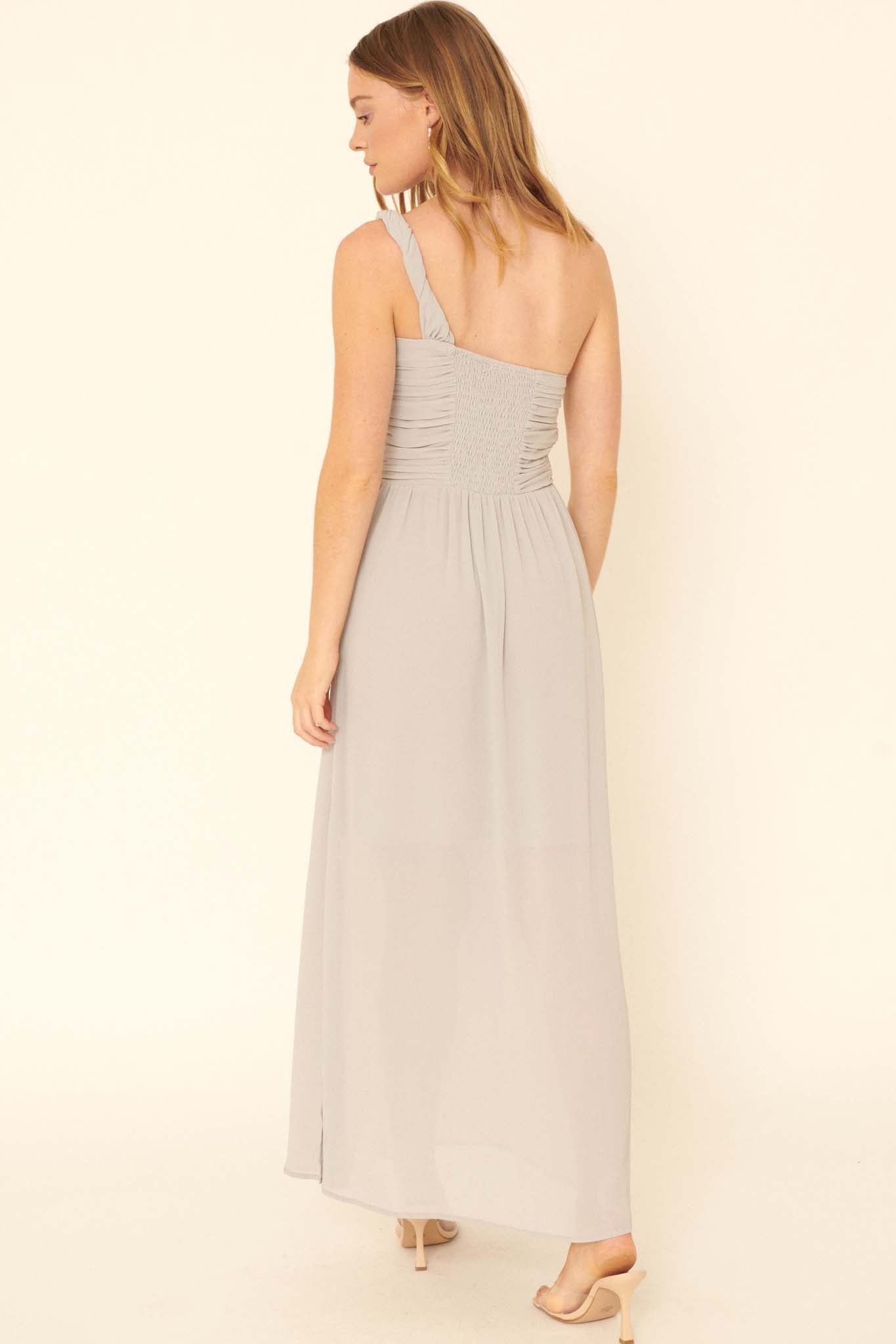 Love Goddess One-Shoulder Grecian Maxi Dress - ShopPromesa