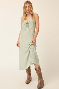 Summer Wind Keyhole Halter Midi Dress - ShopPromesa