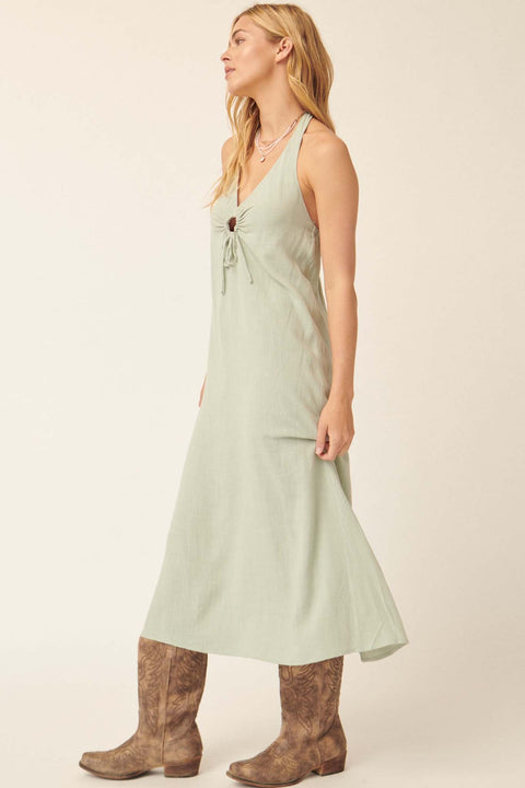 Summer Wind Keyhole Halter Midi Dress - ShopPromesa