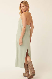 Summer Wind Keyhole Halter Midi Dress - ShopPromesa