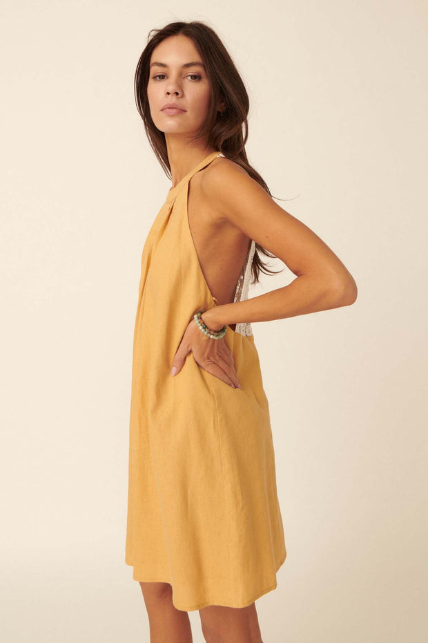 Grow and Thrive Lace-Back Halter Mini Dress - ShopPromesa