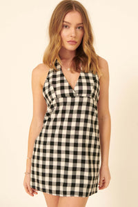 Delicious Days Gingham Halter Mini Dress - ShopPromesa