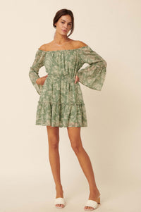 Golden Age Floral Off-Shoulder Mini Dress - ShopPromesa