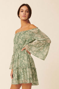 Golden Age Floral Off-Shoulder Mini Dress - ShopPromesa