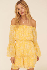 Golden Age Floral Off-Shoulder Mini Dress - ShopPromesa