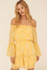 Golden Age Floral Off-Shoulder Mini Dress - ShopPromesa