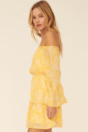 Golden Age Floral Off-Shoulder Mini Dress - ShopPromesa