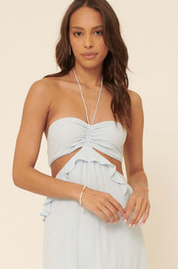 Cloud Nine Ruffled Cutout Halter Maxi Dress - ShopPromesa