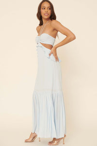 Cloud Nine Ruffled Cutout Halter Maxi Dress - ShopPromesa