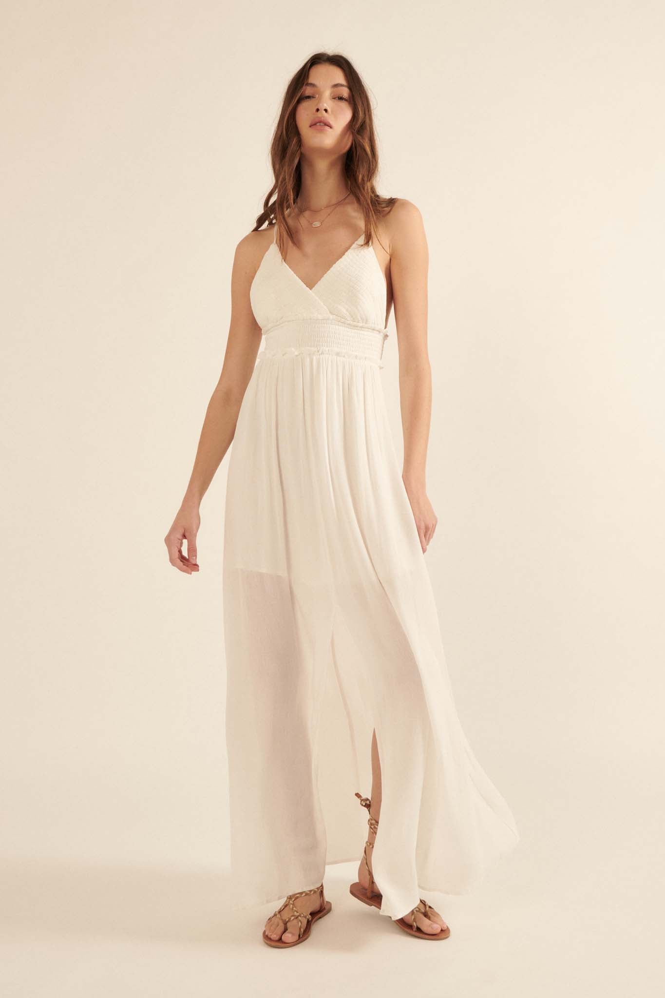 Lighter Than Air Smocked Halter Maxi Dress - ShopPromesa