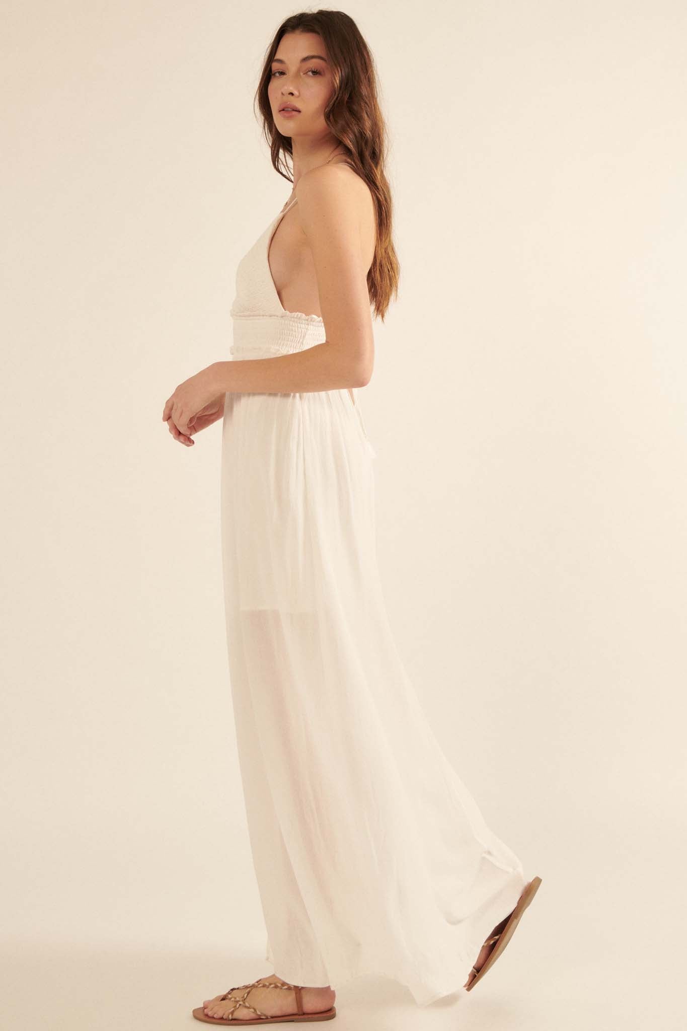 Lighter Than Air Smocked Halter Maxi Dress - ShopPromesa