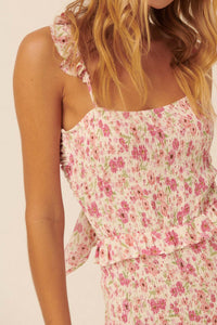 Sweet as Sugar Smocked Floral Mini Dress - ShopPromesa