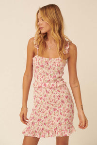 Sweet as Sugar Smocked Floral Mini Dress - ShopPromesa